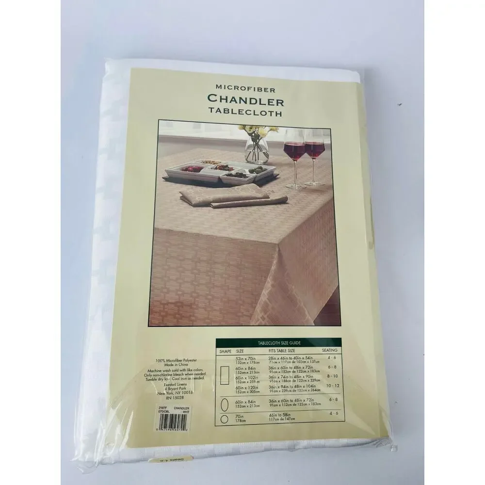 Chandler Collection Spill Proof‎ Microfiber Tablecloth, Rectangle White, 52”x70